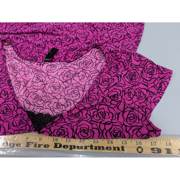 Womens Pajama Outfit Small Floral Print Casual Lightweight Stretch Pinkcore - Picture 5 of 14